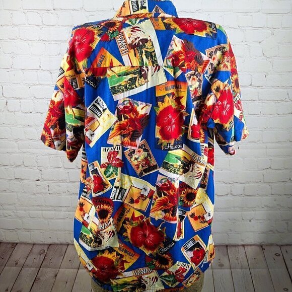 Riggings Blue/Red Hawaiian Shirt S - Picture 6 of 8